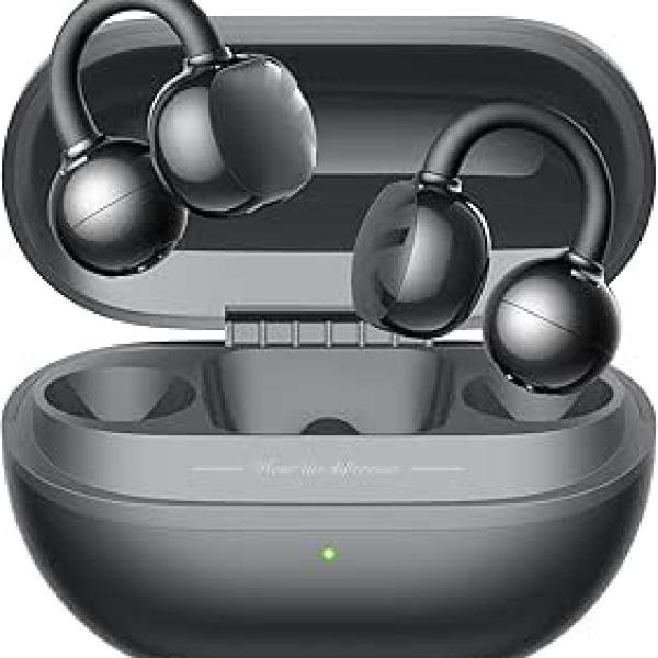 SOUNDPEATS POP Clip Open Ear Earbuds, Bluetooth 5.4 Clip-On Headphones, Lightweight Comfort, AI Call Noise Cancellation with Dual Connection, Immersive Audio Wireless Earbuds, 30H, IPX5, App