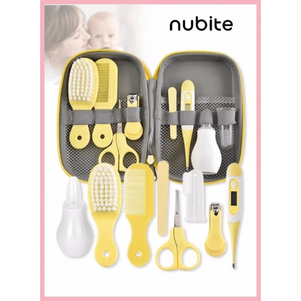 nubite 9-Piece Baby Care and Grooming Kit with Thermometer, Nasal Aspirator, Toothbrush